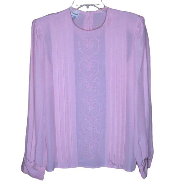 Pristine Vintage Lloyd Williams Hand Embroidered Long Sleeve Dress Top 12 - Picture 1 of 6